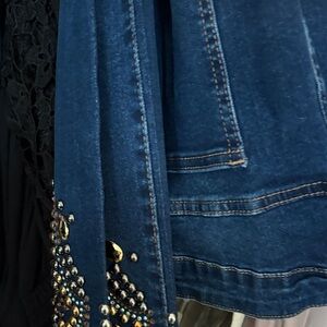 Blue Denim Jeans with Gold Accents